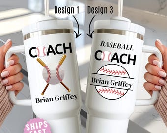 Baseball Coach Gift Personalized 40oz Tumbler Custom Name Thank You