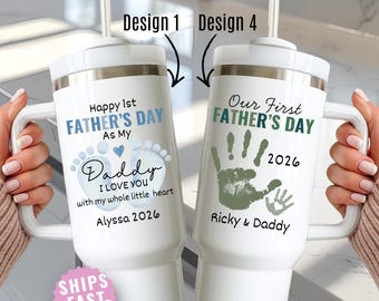 First Fathers Day Gift for Dad Personalized 40oz Tumbler Custom Name New Dad Keepsake