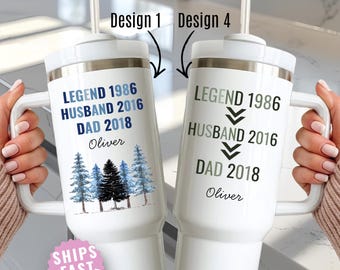 Fathers Day Gift from Wife Dad Personalized 40oz Tumbler Custom Kids Names Keepsake