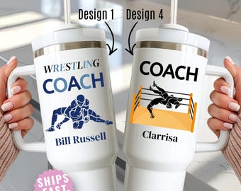 Wrestling Coach Gift Personalized 40oz Tumbler Custom Name Thank You
