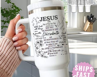 Christian Gift Bible Verse Tumbler Personalized Protection 40oz Cup
