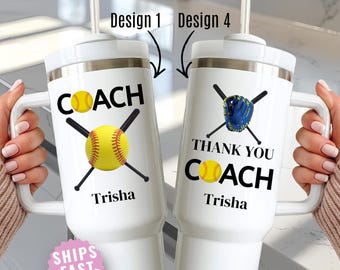 Softball Coach Gift Personalized 40oz Tumbler Custom Name Thank You Coach