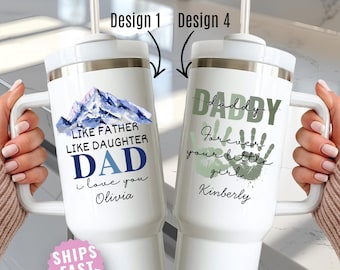 Fathers Day Gift from Daughter Dad Personalized 40oz Tumbler Custom Kids Names Keepsake
