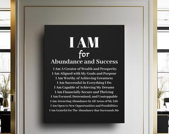 Abundance Wall Art Canvas Prosperity Wall Décor Gift Positive Affirmation Office Decor Promotion Gift for Her Wealth Attraction Home Décor