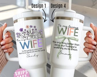 Mothers Day Gift for Wife Personalized 40oz Tumbler Custom Name Birthday Keepsake Cup