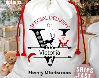 Personalized Christmas Sack for Kids – Alphabet Santa Bag, Custom Name Gift for Boys & Girls