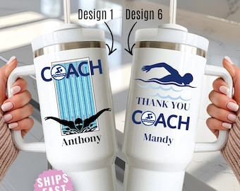 Swim Coach Gift Personalized 40oz Tumbler Custom Name Thank You Coach
