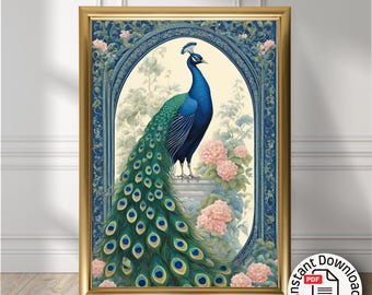 Peacock Art Digital Download Entryway Art Peacock Print Download Living Room Wall Art Peacock Art Gift Peacock Gallery Wall Print Digital
