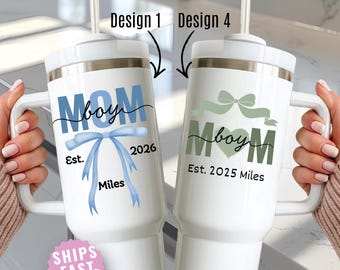 Boy Mom Gift Personalized 40oz Tumbler Custom Name Mama Cup Mother's day