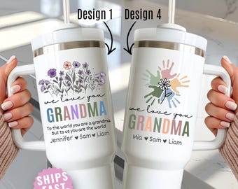 Mother's Day Gift for Grandma Personalized 40oz Tumbler Custom Grandkids Name Keepsake Cup