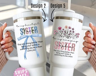 Mothers Day Gift for Sister Personalized 40oz Tumbler Custom Name New Mom Keepsake