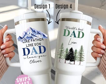 Fathers Day Gift from Son Dad Personalized 40oz Tumbler Custom Kids Names Keepsake