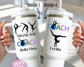 Gymnastics Coach Gift Personalized 40oz Tumbler Custom Name Thank You Coach