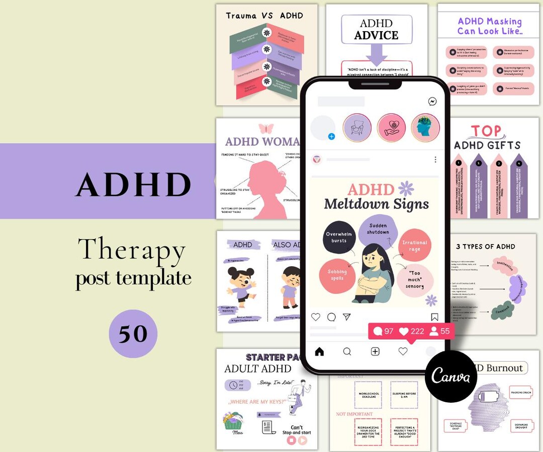 ADHD Post Template Instagram Adhd Awareness Content, ADHD Education ...