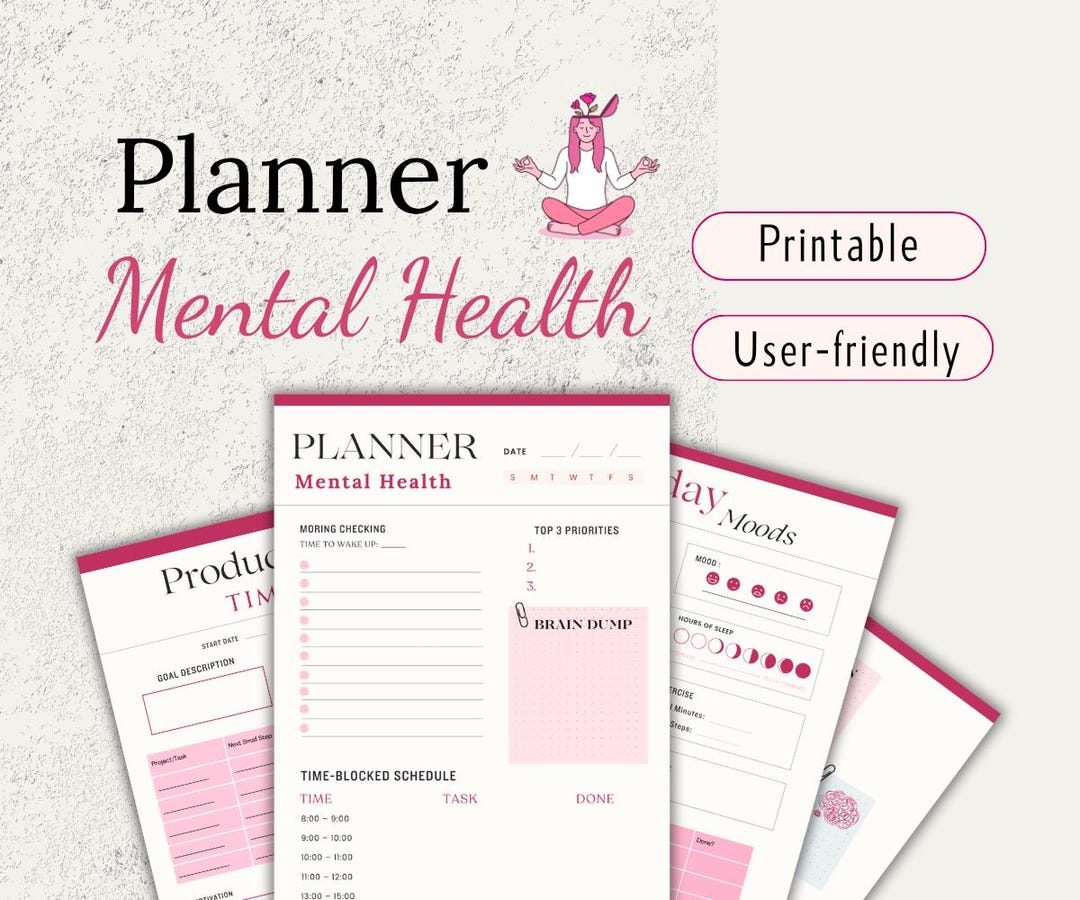 Planner Daily Mental Health Printable, Self Care Journal, Productivity ...