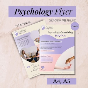Flyer voor geestelijke gezondheid, Flyer voor psychologen, Visitekaartje voor therapeuten, Digitale flyer voor mentale coach, Online aanwezigheid in de psychologie, Flyer