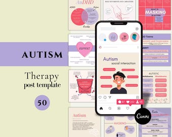 Modèle de publication sur les troubles du spectre autistique, Instagram, Canva, modèles de publications de sensibilisation à l'autisme, contenu sur l'autisme, sensibilisation à la santé mentale, neurodiversité