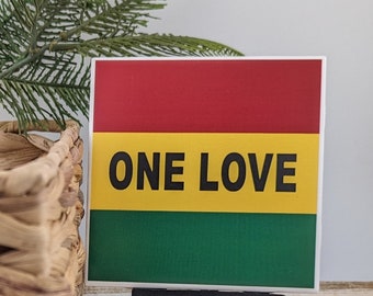 One Love Mini Rasta Easel Sign - easel included, your color choice