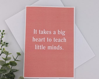 Teacher Card - big heart - your color choice