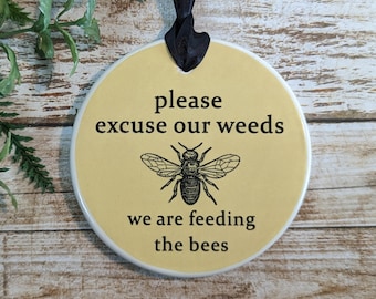 Sign - ceramic - garden bees