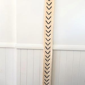 Mali Bogolan Mud Cloth Wall Hanging, Extra Long African Textile Art, Black White Wall Decor, Hand Dyed Narrow Wall Hanging