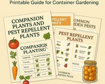 Companion Planting Chart for Container Gardening – Printable Pest Repellent Garden Guide – Digital PDF for Vegetables & Herbs