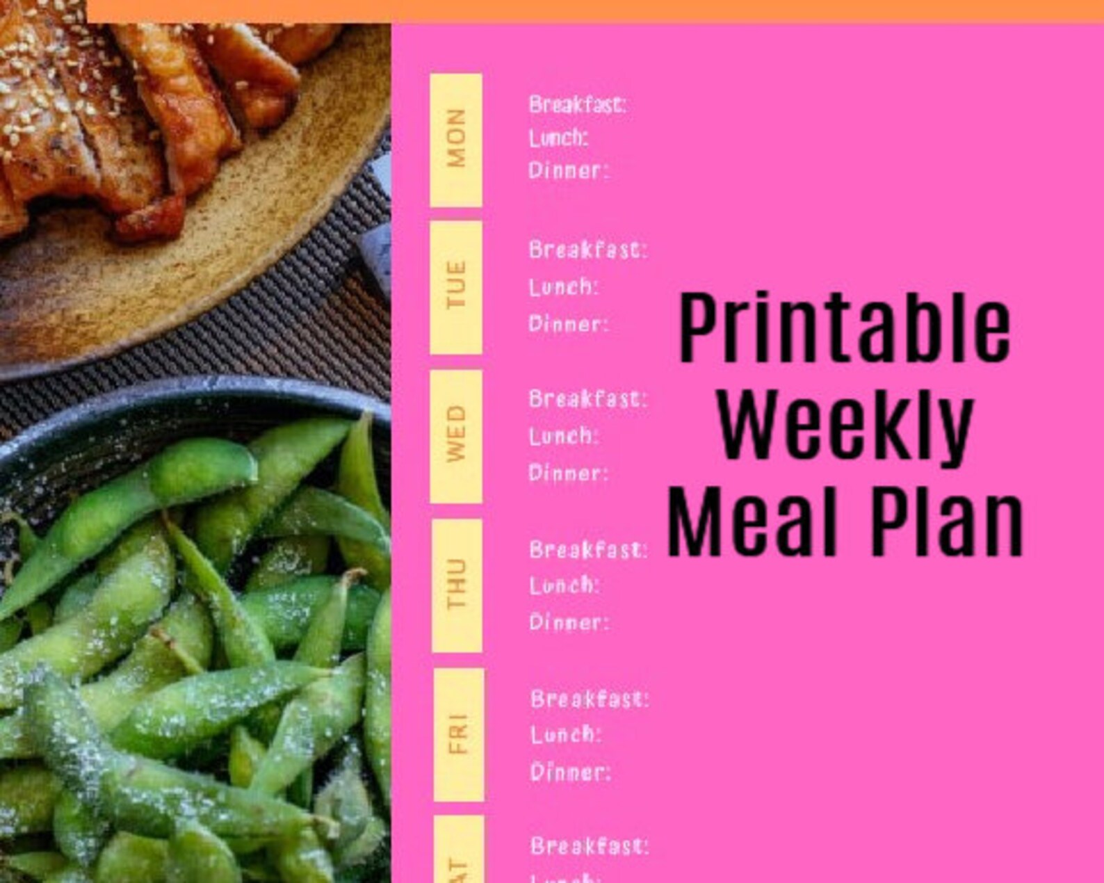 Weekly Meal Plan Printable Printable Meal Plan Fill In Weekly Meal 