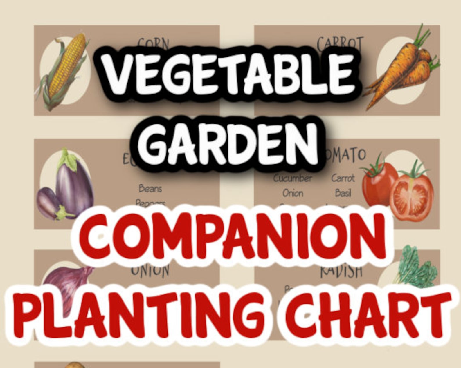 Vegetable Companion Planting Chart, Companion Garden Plants Printable, Vegetable Companion