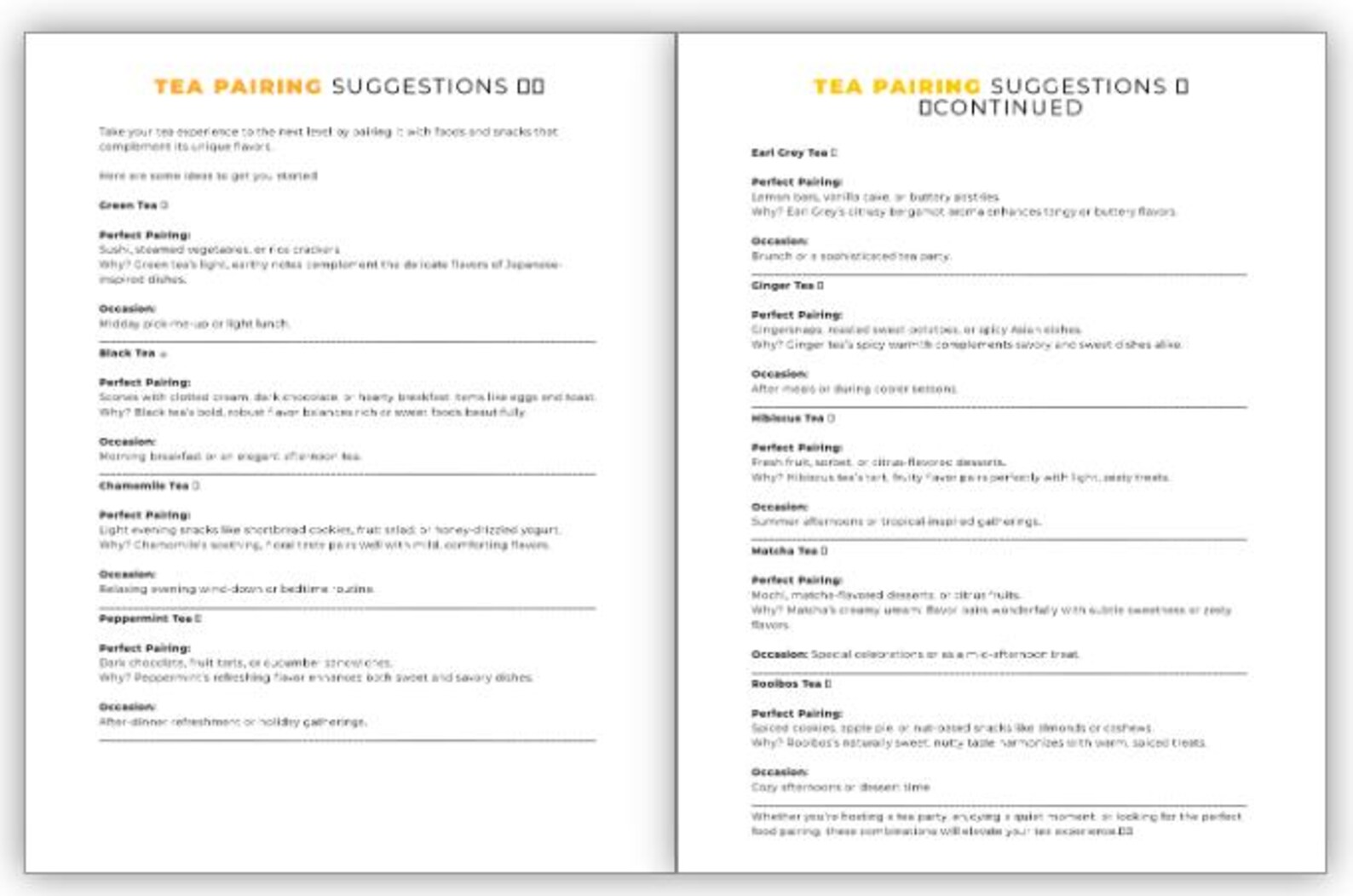 Herbal Tea Benefits Chart Printable Tea Guide (digital Download) Etsy