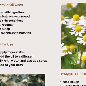Essential Oils &amp; Their Uses Printable Chart, Essential Oil Chart ...