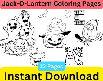 Libro para colorear de Jack-O-Lantern: Páginas de calabazas de Halloween (PDF imprimible)