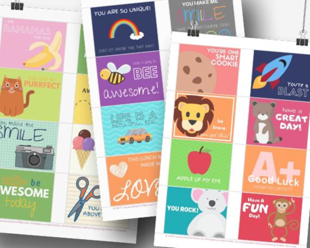 Printable Lunch Box Notes for Kids, Lunchbox Notes, Printable Lunch