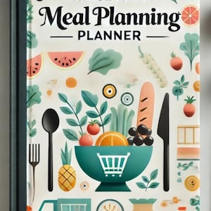 Meal Planning Planner Printable | Weekly and Monthly Meal Planner PDF | Grocery Budget Tracker | Family Meal Organizer | Meal Prep Template