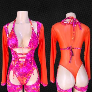 Rave bottle girl festival outfit two piece bartender outfit