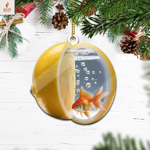 Lemon & Fish Acrylic Ornament, Acrylic Fruit Window Hanging, Lemon Decor for Summer Vibes, Unique Birthday Gift For Women