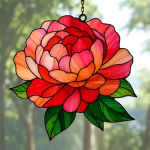 Peony Suncatcher Acrylic Hanging Sign – Peony Window Hanging – Peony Gifts for Mom – Peony Lover Gardening Lover – Mother&#39;s Day Gift for Mom