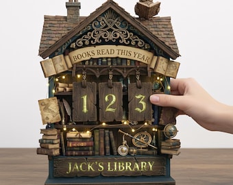 Personalized HP Inspired Book Read Tracker 2 Layered, Wizard Library Reading Counter, Magical Decor, Gift for Book Lovers