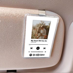 Clipe de foto personalizado para quebra-sol de carro, moldura com clipe para quebra-sol, decoração personalizada em acrílico para quebra-sol, presente, clipe de carro com código de música e foto, presentes para casais amantes da música.