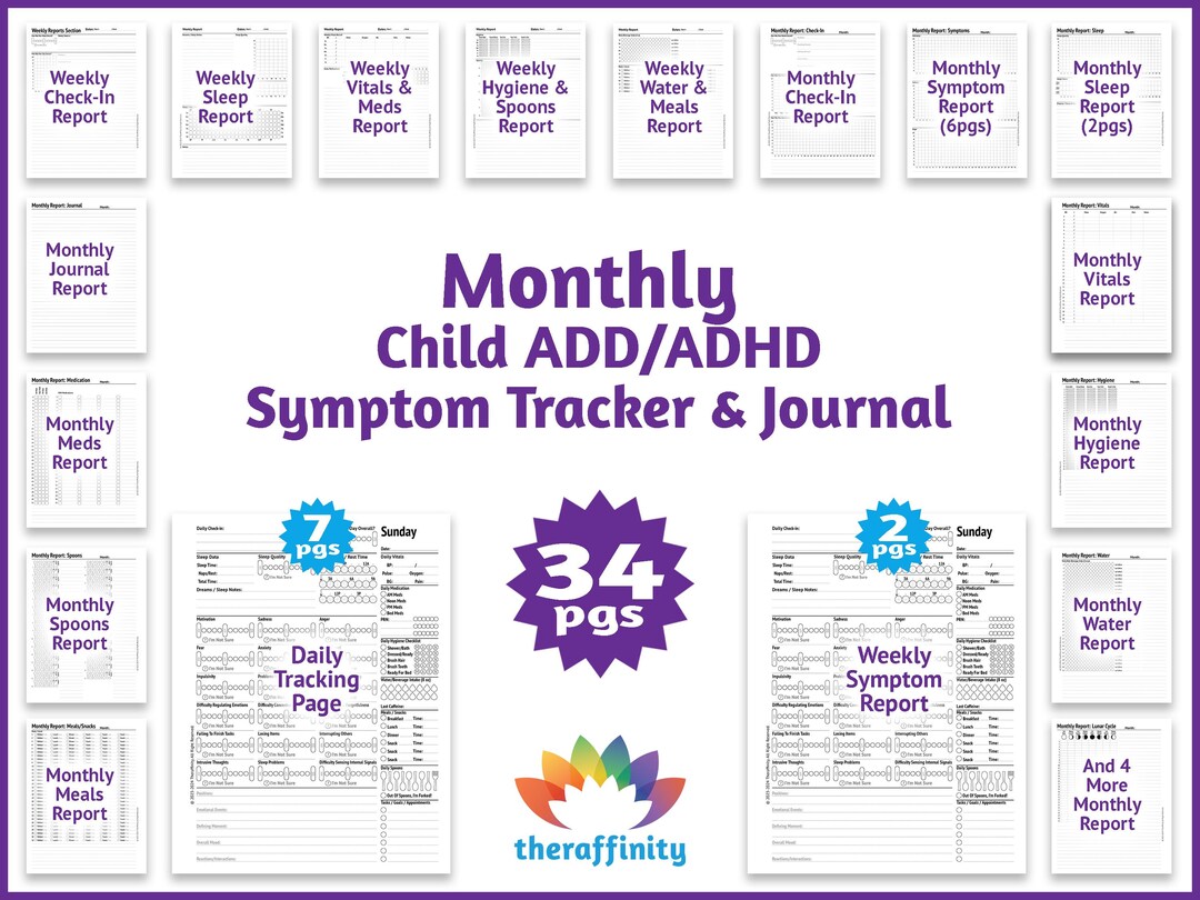 Monthly Child ADHD Journal and Tracker for ADHD Symptoms of ADHD in ...