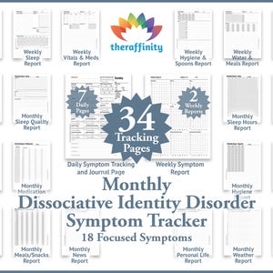 Monthly Dissociative Identity Disorder Journal for DID Symptom Tracker for DID Therapy Mood Tracker for Dissociative Identity DID Journal