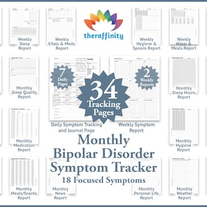 Monthly Bipolar Disorder Journal and Symptom Tracker for Bipolar Diary For Overcoming Bipolar or Manic Depression Treatment Journal