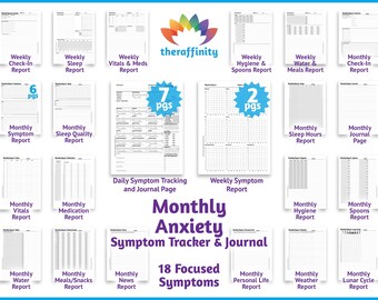 Monthly Anxiety Journal and Symptom Tracker for General Anxiety Disorder Mood Tracker and Dealing With Anxiety Help Management