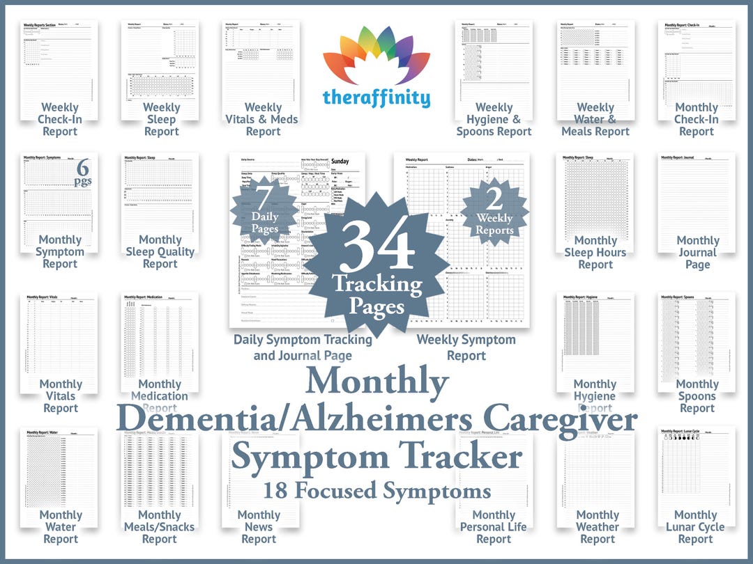 Monthly Dementia Journal for Alzheimers Disease Symptom Tracker