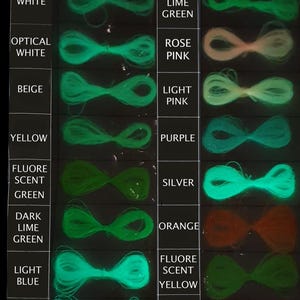 15 x 1000m glow in the dark thread - embroidery / sewing