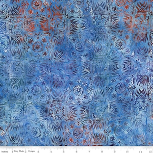 1 yard available - order by the HY - Riley Blake BTPT1150 - Blue with Purple Orange Tones