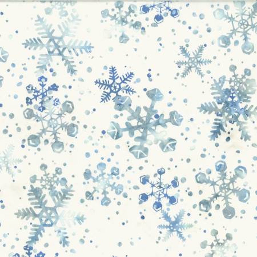 Hoffman Batik 2523-541 Gray & Blue Snowflakes on Cream - Etsy