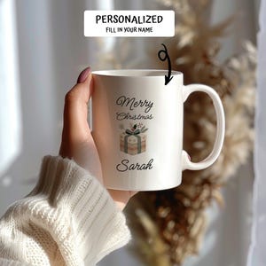 Merry Christmas  Sarah Mug. Christmas Gift For Sarah. Customizable Name Mug.