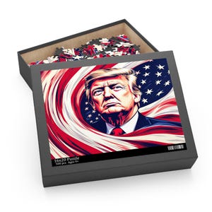 Whirlwind of Freedom Puzzle | Patriotic Presidential Artwork | Dynamic American Flag Design | Inspirational Puzzle