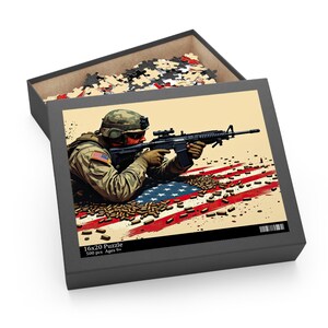 Defenders Oath Puzzle | Tactical Soldier Artwork | American Flag Tribute | Bold Military Puzzle