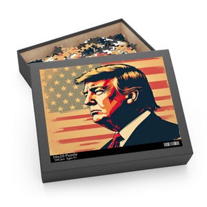 Legacy of Liberty Puzzle | Patriotic Presidential Artwork | Vintage American Flag Design | Freedom Fragments Tribute